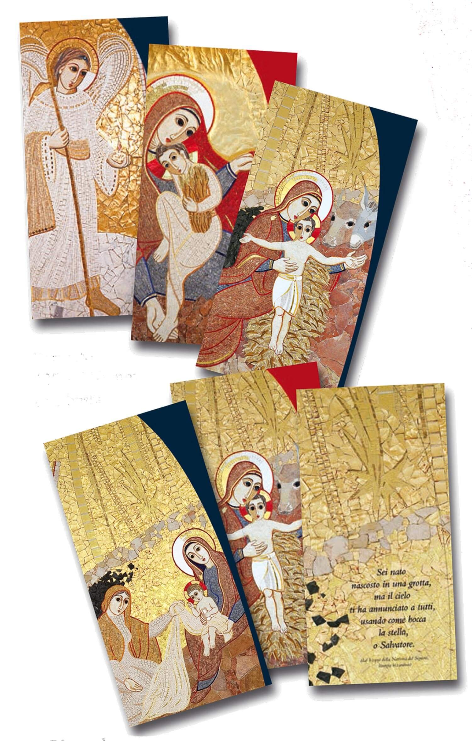6 Cartoline della serie natalizia con i mosaici dell'Atelier d'arte del Centro aletti